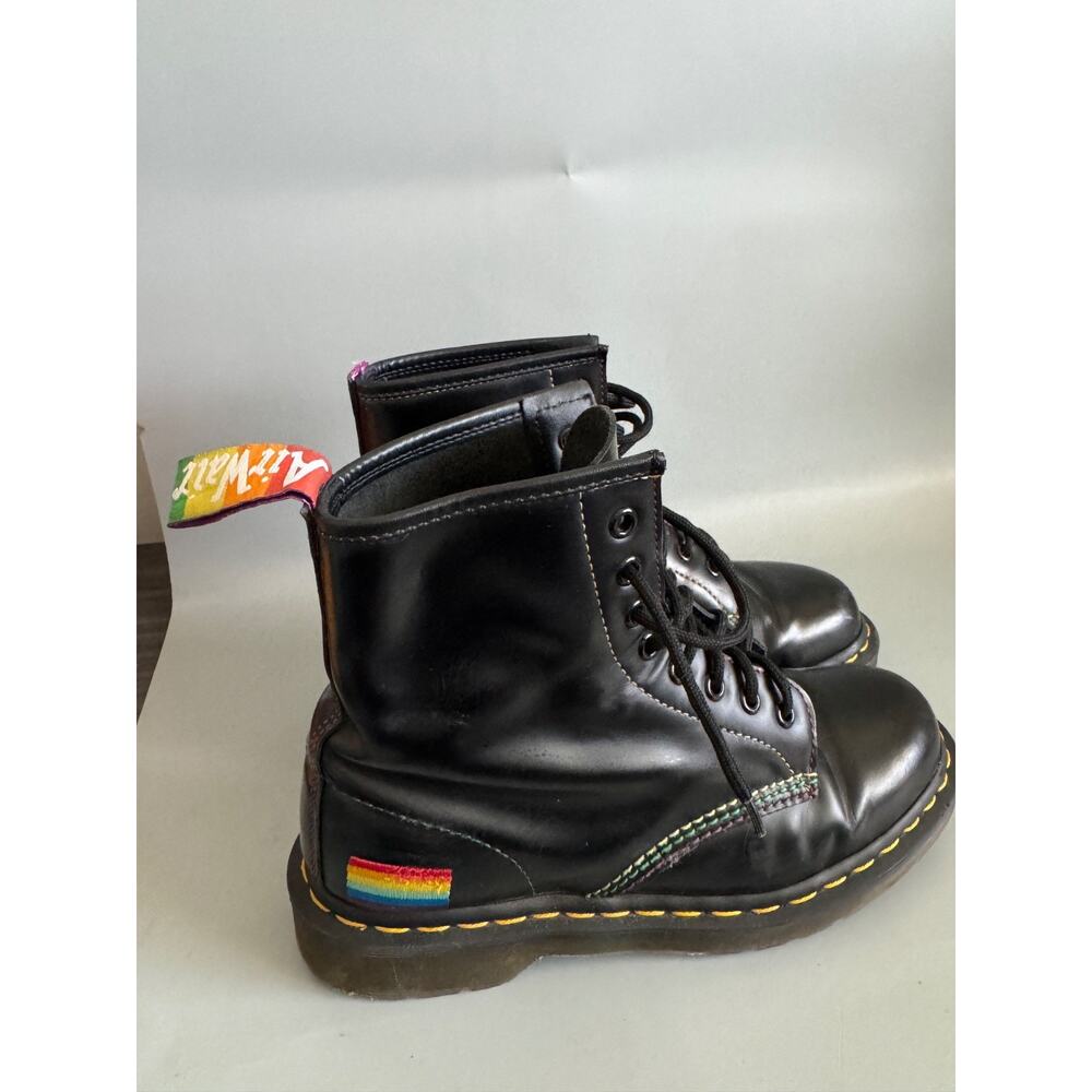 Dr. Martens 1460 Pride Rainbow Stitch Black Leather Combat Boots Women 8 Men 7 - Picture 8 of 14